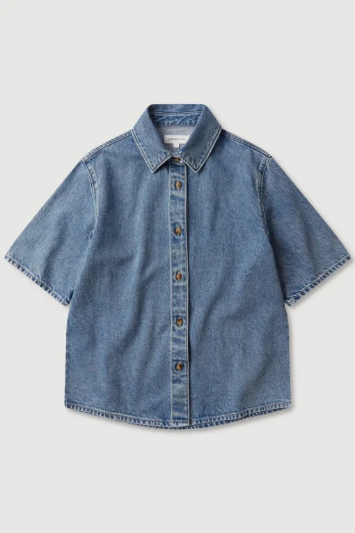 Boxy Denim Short Sleeve Shirt