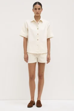 Boxy Denim Short Sleeve Shirt