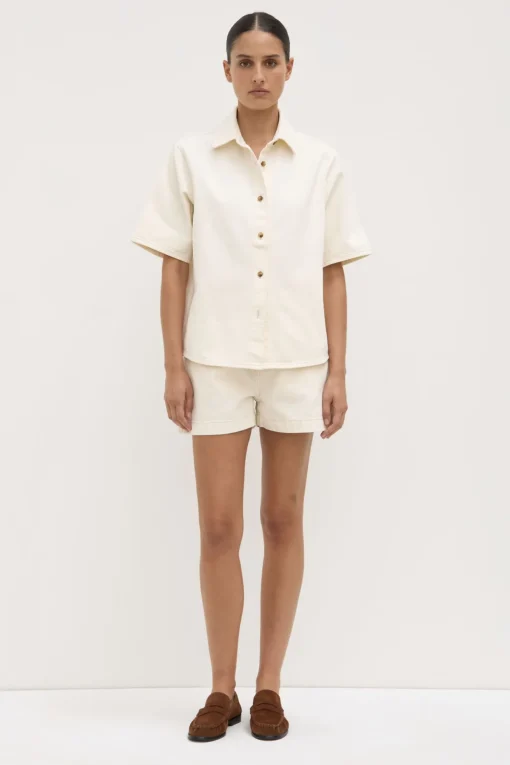 Boxy Denim Short Sleeve Shirt