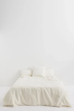 Linen European Pillow Case Olive Pinstripe