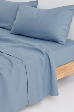 Linen Fitted Sheet Ocean