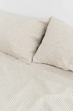 Linen Fitted Sheet Olive Stripe