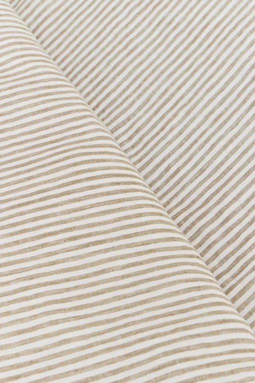 Linen Fitted Sheet Olive Stripe