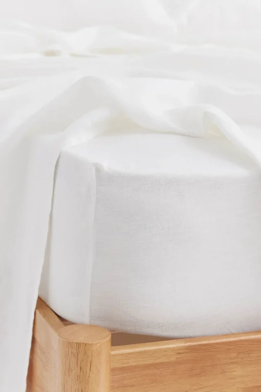 Linen Fitted Sheet White