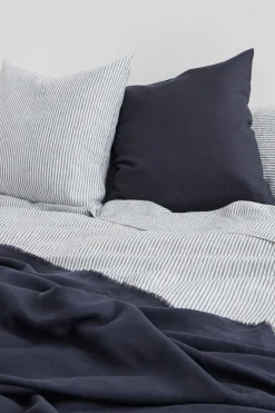 Linen Flat Sheet Ocean Stripe