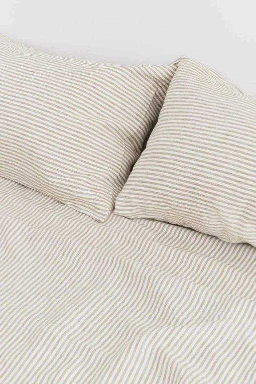 Linen Flat Sheet Olive Stripe