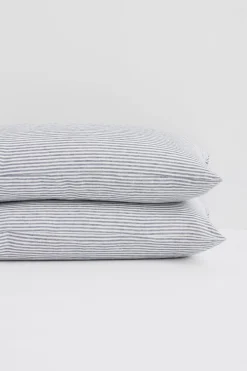 Linen Standard Pillow Cases Ocean Stripe