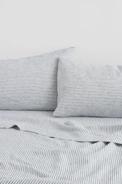 Linen Standard Pillow Cases Ocean Stripe