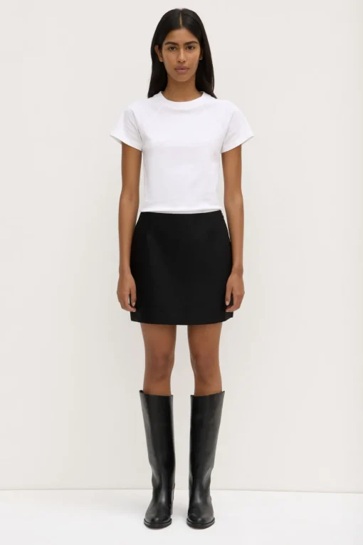 Moss Wool Silk Mini Skirt
