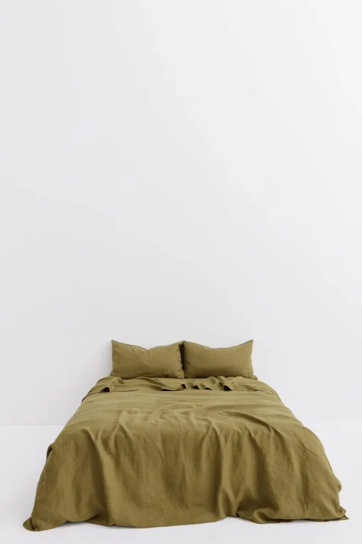 Standard Linen Pillow Cases Olive